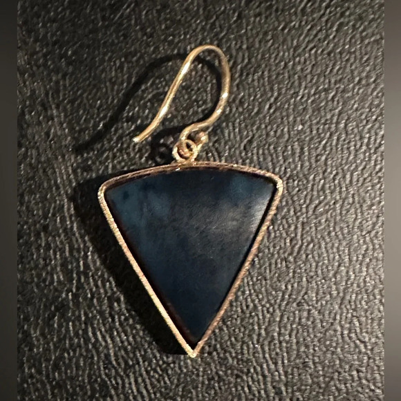 14K gold and gold druzzy triangle single earring - Picture 6 of 6